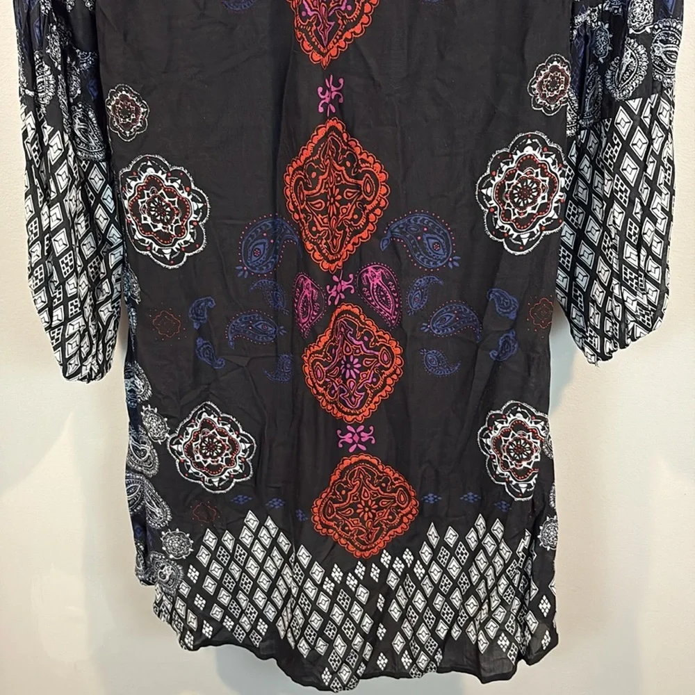 Free People High Low Mixed Print Paisley Geometric Tunic Midi Dress Size XS